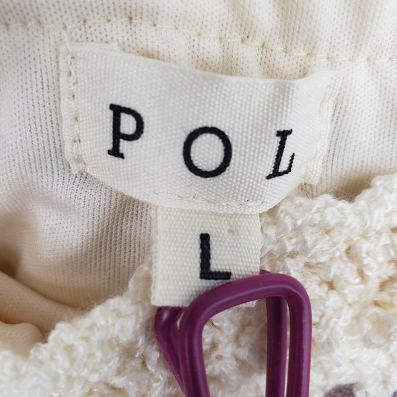 POL Crochet Square Knit Maxi Skirt Size L Tassel Fringe Boho Grandma Core Cream - Picture 5 of 11